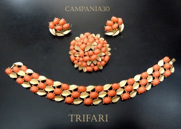 BB318 - BRACCIALE TRIFARI FOGLIOLINE CORALLO ANNI '50 - LE COLLEZIONI  DI CAMPANIA30