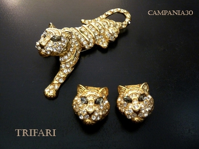 SB1586 - SET SPILLA CON ORECCHINI TIGRE TRIFARI ANNI '80 - LE COLLEZIONI  DI CAMPANIA30