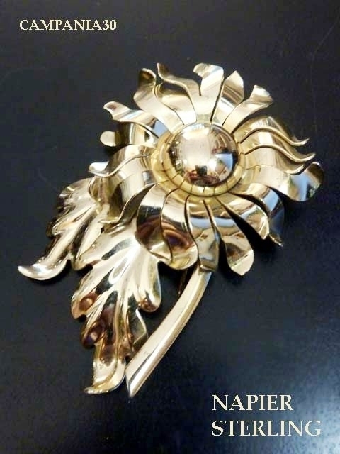 SB1784 - GRANDE SPILLA  FIORE "NAPIER" STERLING ANNI '40 - LE COLLEZIONI  DI CAMPANIA30