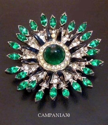 SB1816 - SPILLA FIORE "DEROSA" SMERALDO ANNI '40 - LE COLLEZIONI  DI CAMPANIA30